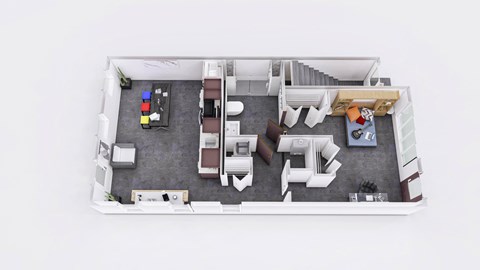 Floor plan for 1 bed, 1 bath, 752 sqft